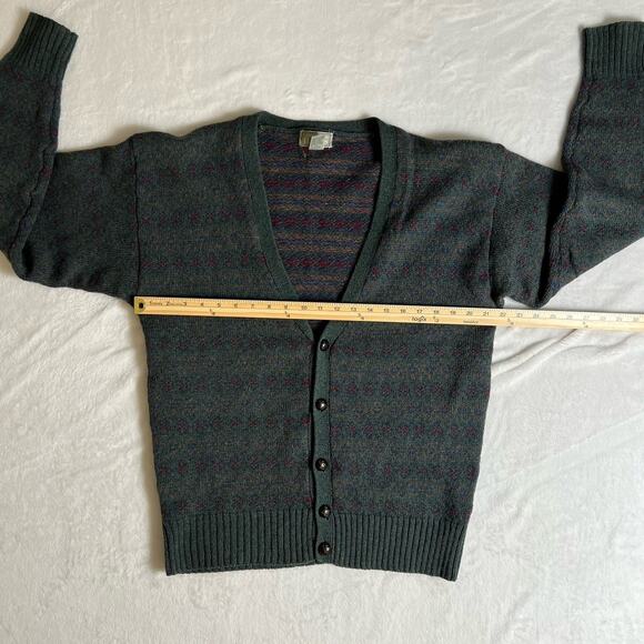 90s Grunge Men’s Wool Christopher Hayes Cardigan Size M Green Marled Kurt Cobain - Picture 5 of 7